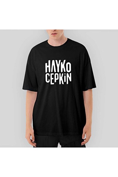 CrowsGate Tricou negru supradimensionat cu text Hayko Cepkin