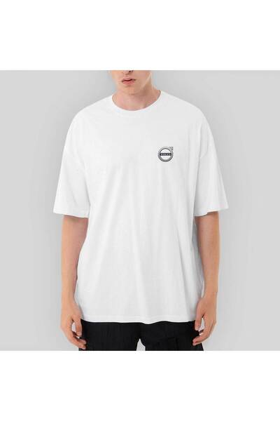 CrowsGate تي شيرت أبيض كبير الحجم بشعار فولفو