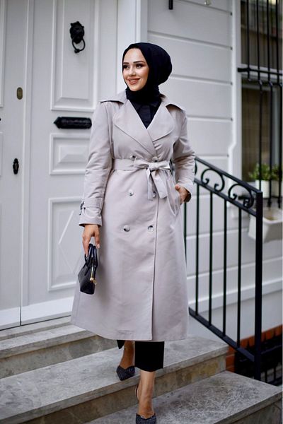 ALNİSS COLLECTİON Belted Umay Trench με μανίκια και αλυσίδα στην πλάτη