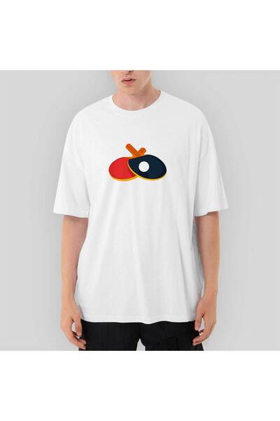 CrowsGate Tricou Ping Pong Color supradimensionat Alb S