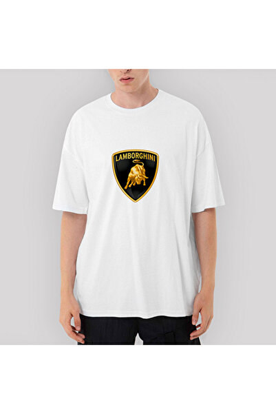 CrowsGate لامبورغيني كلاسيك تي شيرت أبيض كبير الحجم