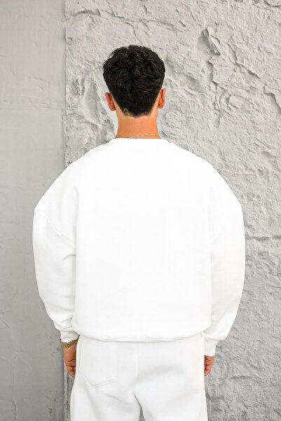 HAFKAGİYİM ΛΕΥΚΟ Άνετο Βασικό Φούτερ Oversize