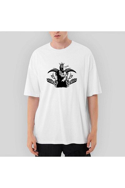 CrowsGate Tupac King Man Oversize White T-Shirt