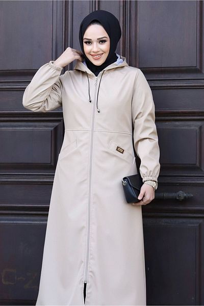 ALNİSS COLLECTİON Καμπαρντίνα Μακρύ παλτό με μπροστινή τσέπη και λεπτομέρεια με φερμουάρ