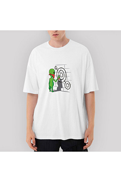 CrowsGate Tricou alb supradimensionat Alien Graffiti