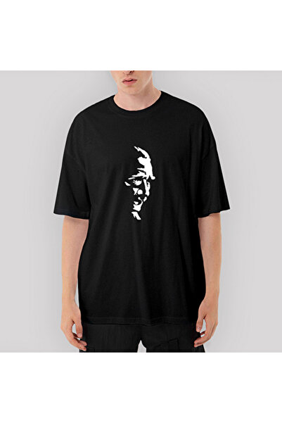 CrowsGate Tricou negru supradimensionat Mustafa Kemal Atatürk Silhouette