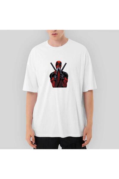 CrowsGate Tricou alb Deadpool Guns supradimensionat