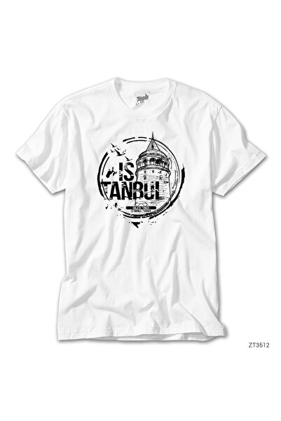 WAKHA Tricou alb Turnul Galata din Istanbul