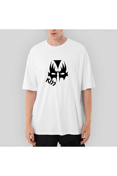 CrowsGate Tricou alb supradimensionat Kiss Mask
