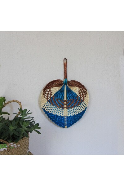 Mylamp Bambu Mavi & Kahverengi & Doğal Renk 20x27 cm. Yelpaze