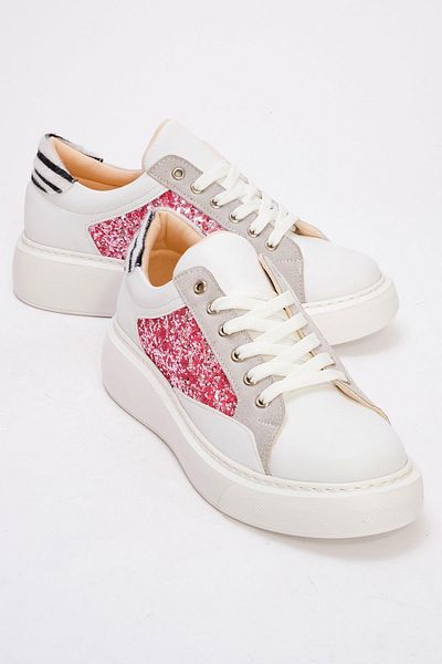 Ccway Women's Broken Glass Detailed Sports Shoes White Fuje Glass