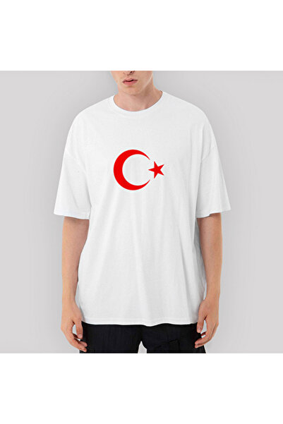 CrowsGate Tricou alb Moon Star White supradimensionat L