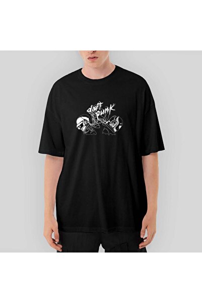 CrowsGate Μαύρο μπλουζάκι Daft Punk Ropes oversized