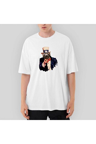 CrowsGate Tricou alb Unchiul Sam Ursul supradimensionat M