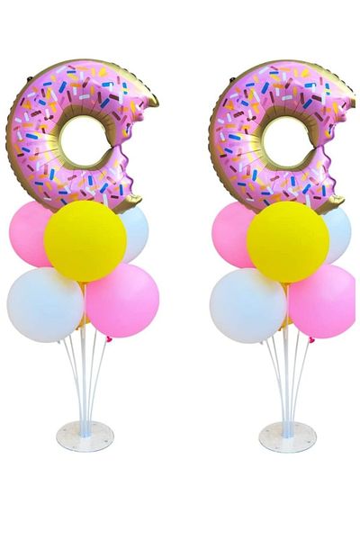 DÜVENCİ TİCARET DONUT FOIL - مجموعة من 2 بالونات وحامل بالونات