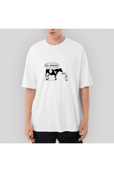 CrowsGate Tricou alb supradimensionat Milk Im Your Father