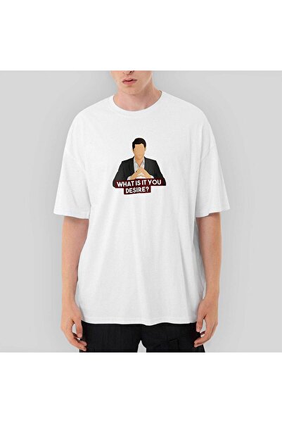 CrowsGate لوسيفر ما هو رغبتك تي شيرت أبيض كبير الحجم