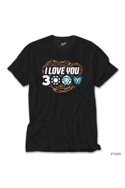 WAKHA Iron Man I Love You 3000 2 Μαύρο Φούτερ με Κουκούλα