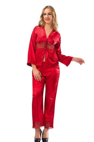 Sistina Red Satin Pajama Set - 1601 - Size L Zrnet