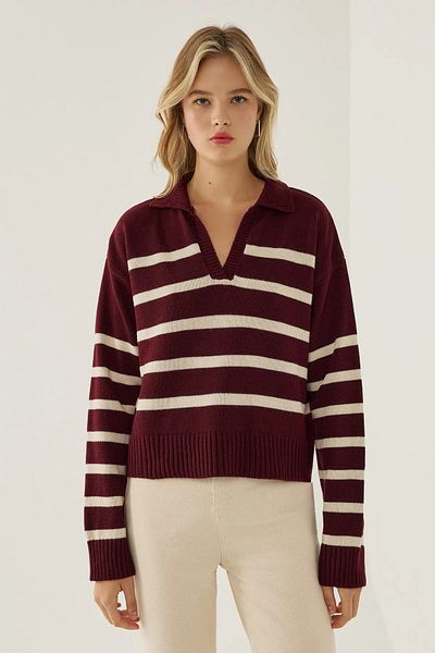 Hiccup Pulover tricot cu guler polo în dungi