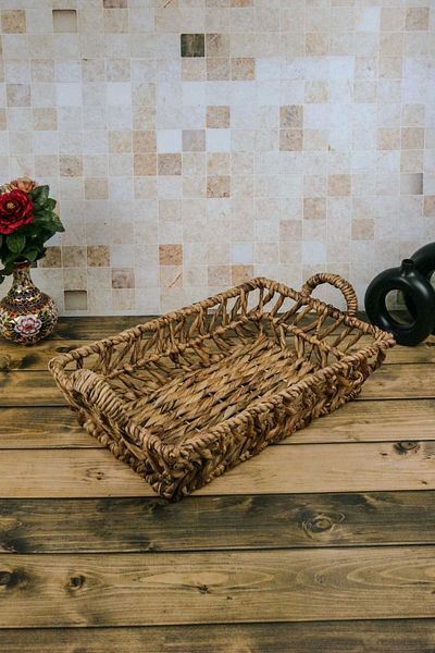 AVANTAGE HOME Mette - Декоративна ръчно плетена кошница от естествени материали, купа за плодове, поставка за кърпи и кошница за хляб 47 см
