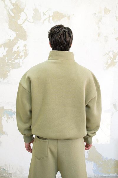 HAFKAGİYİM Απαλό πράσινο Cozy Basic Half Zipper Oversize φούτερ