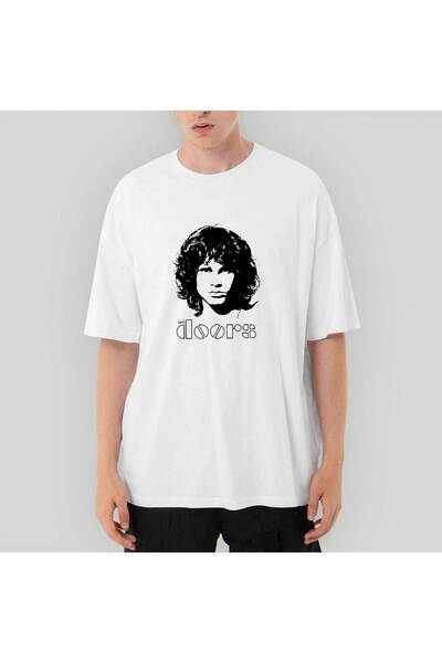 CrowsGate Tricou alb supradimensionat The Doors Jim Morrison Silhouette XL
