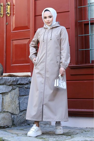ALNİSS COLLECTİON Armine Long Trench Coat with Front Pocket Detail