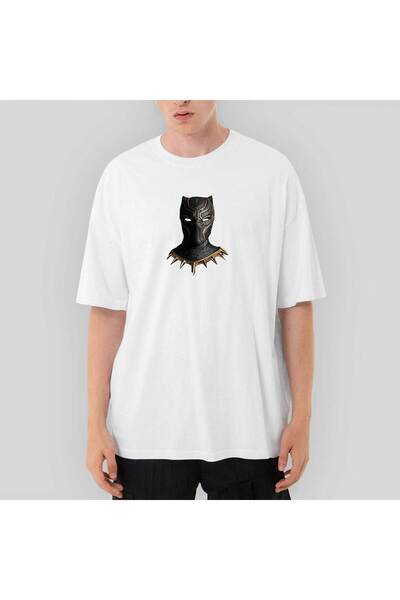 CrowsGate Μπλουζάκι Black Panther Face oversized Λευκό S
