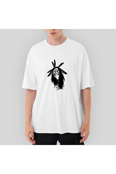 CrowsGate Ινδιάνος Πολεμιστής oversized Λευκό Μπλουζάκι