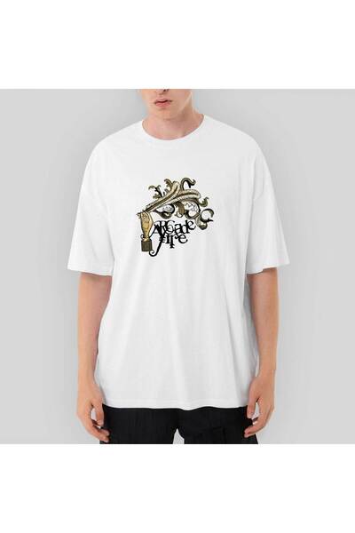 CrowsGate Λευκό μπλουζάκι Arcade Fire Funeral Classic oversized