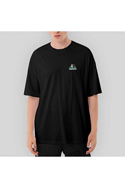 CrowsGate Tricou negru supradimensionat cu logo Timberwolves