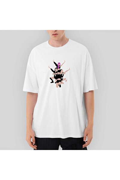 CrowsGate Tricou alb Blackpink Digital Simple supradimensionat S