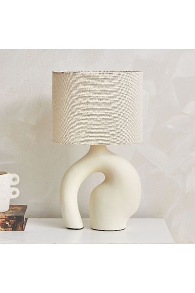 Home Box Novalie Ceramic Table Lamp with Linen Shade - 39 cm