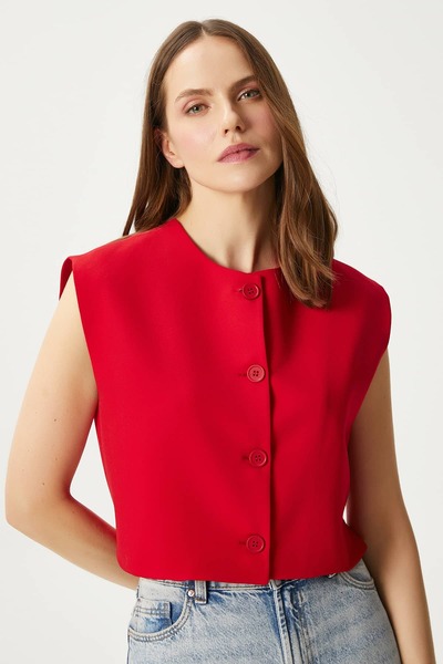 Ritnice Women's Power Red Lined Woven Vest