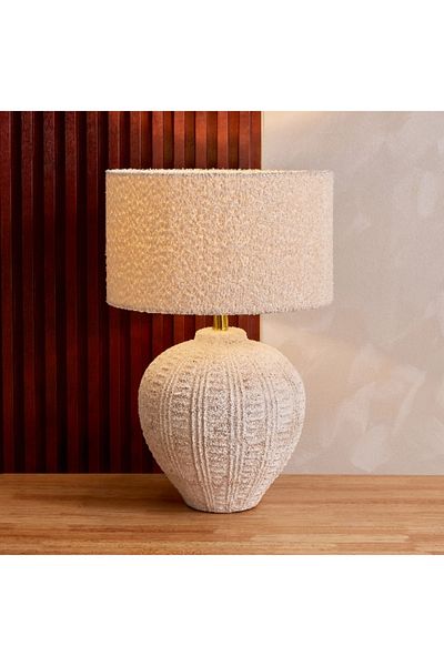Home Box Novalie Ceramic Table Lamp with Berber Fleece Shade - 58 cm