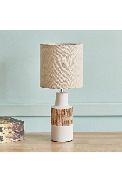 Home Box Novalie Ceramic Table Lamp with Linen Shade - 41 cm