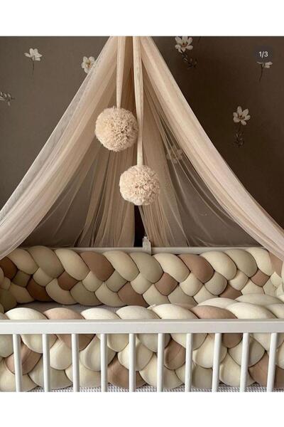 ısıklıtoplarrengarenk حماية سرير الأطفال 600 سم 4 محبوكة