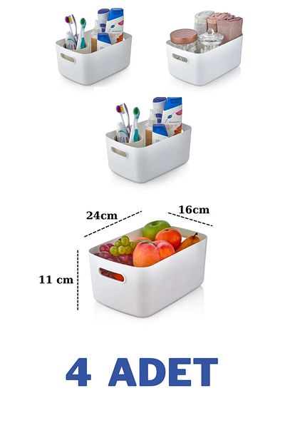 Mutfak Köşesi Freshbox 4 Pieces Closet Organizer Basket, Decorative Storage Box, Bathroom and Kitchen Organizer