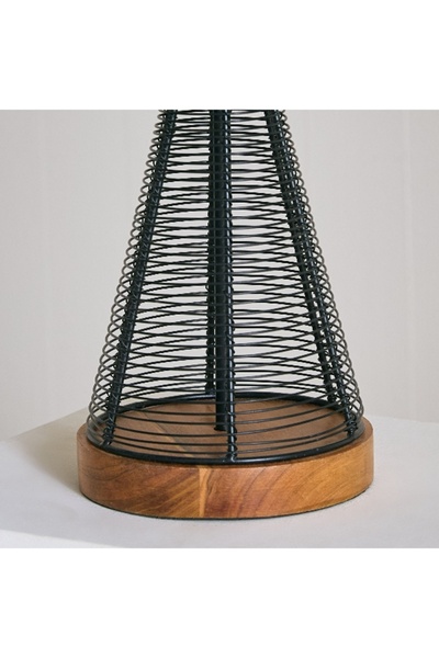 Home Box Aron Metal and Wooden Lamp with Fabric Shade - 26x53 cm