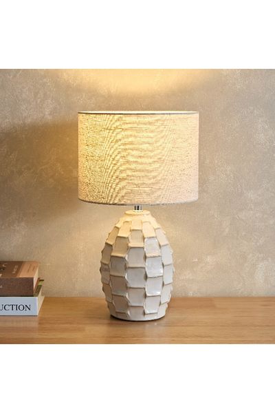 Home Box Amelie Table Lamp with Ceramic Base and Linen Shade - 42 cm