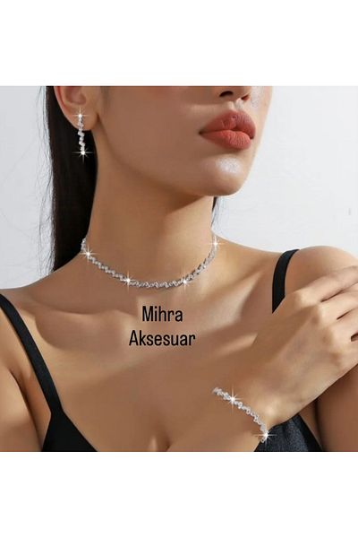 Mihra Triple Set - Necklace, Kupe and Bracelet
