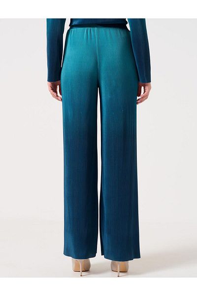 Jimmy Key Türkise, locker geschnittene, plissierte Strickhose mit hoher Taille und weitem Bein