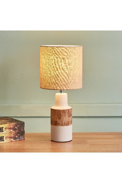 Home Box Novalie Ceramic Table Lamp with Linen Shade - 41 cm