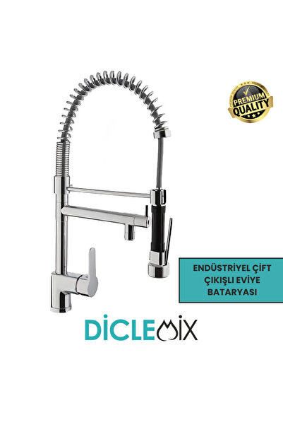 DİCLEMİX Endüstriyel Uzun Evye Mutfak Musluğu Çeşme Mix Eviye Bataryası
