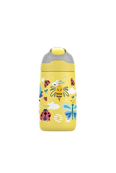 Uzspace Vagonlife VGN2055 - قارورة ترمس من الفولاذ الأصفر سعة 350 مل مع مصاصة