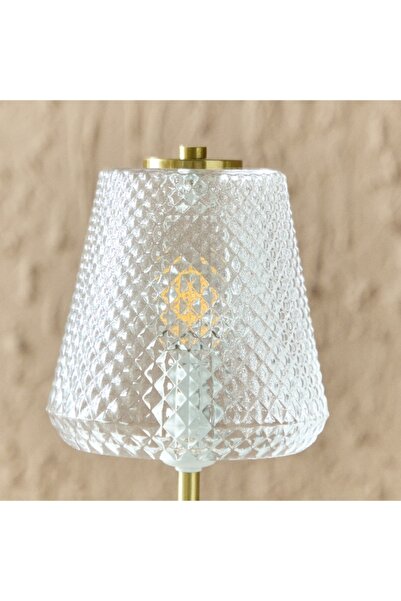Home Box Stark Metal Table Lamp with Glass Shade - 15x35 cm