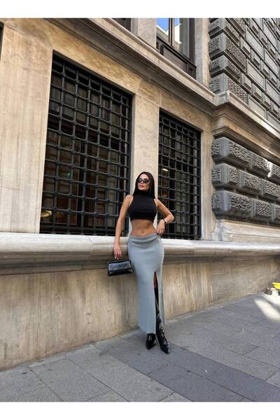 LB Laluna Butik Жіноча довга трикотажна спідниця з розрізом