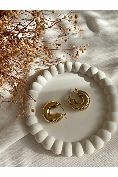 saren aksesuar حلق ذهبي عتيق - حلقة منحنية مسننة