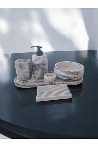 Trust Stone Σετ μπάνιου από σκυρόδεμα 6 τεμαχίων Marble Series Anthracite